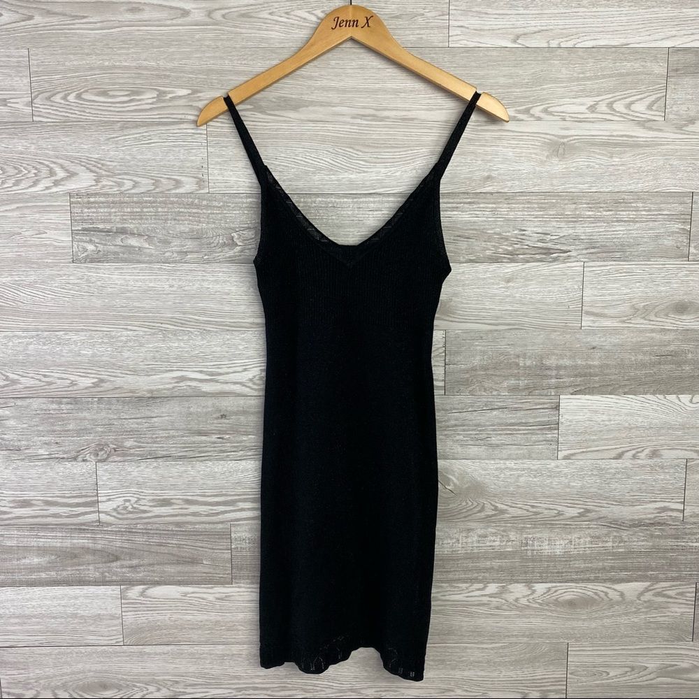Orsay Knitted Dress Black metallic Gold Tank Dress